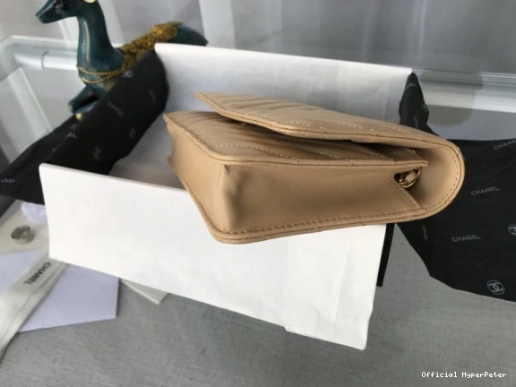 HyperPeter Gold Bag   With CHANEL Flap Lambskin Silver Hardware 0804
